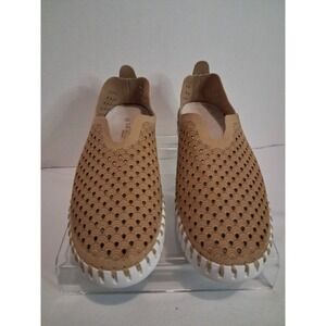 Ilse Jacobsen Tulip Tan Laser Cut Perforated Slip On Shoes Women's EU 38 US 7